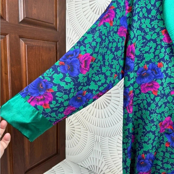 Victoria's Secret Gold Label Color Green Floral Sleep Shirt Sz-Small VINTAGE - Picture 4 of 5